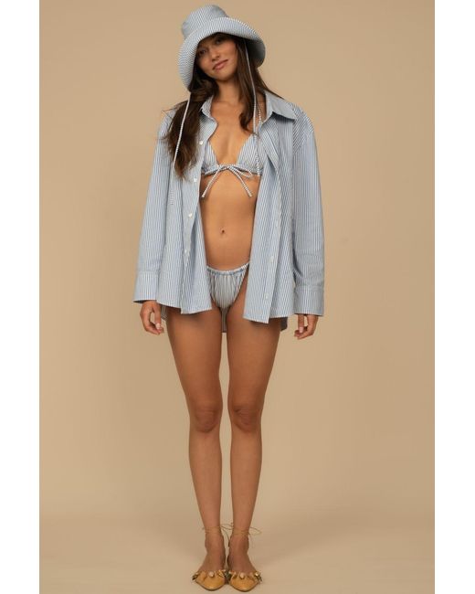 Montce Blue Classic Stripe Boyfriend Button-Down Shirt