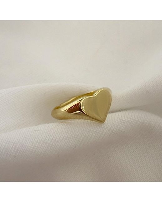 Spero London Metallic Sterling Heart Love Signet Ring
