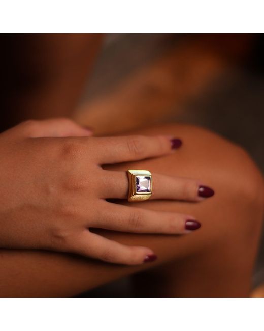 Ebru Jewelry Yellow Majestic Amethyst & Vermeil Chunky Signet Ring
