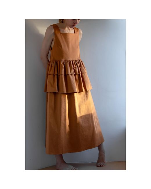 KAROLINA OZOLINSIUTE Brown Bonnie Light Cotton Maxi Dress
