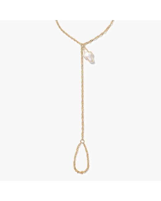 Alexie of Athens Metallic Petite Pearl Cross Hand Chain