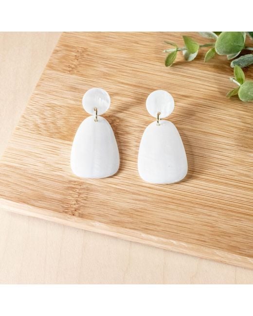 LIKHÂ White Classic Pearl Trapezoid Mother-Of-Pearl Earrings