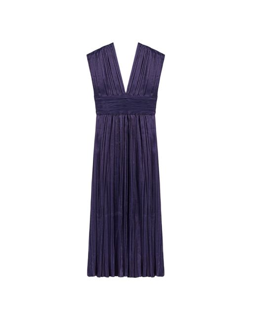 Nocturne Blue Sleeveless V-Neck Midi Dress