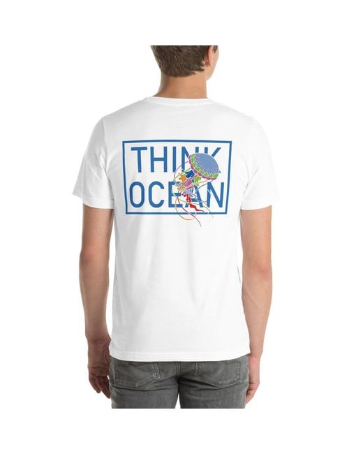 Anchor and Crew White Think Ocean Jellyfish Fluorescence Cotton Embroidered T-Shirt for men