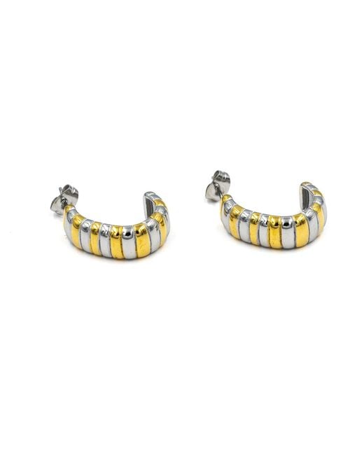 Superdivajewellery Metallic Cara Mixed Metal Stud Drop Earrings
