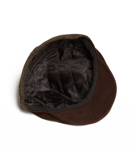Dasmarca Hats Brown Edgar Moss Tweed Wool Italian Flat Cap for men