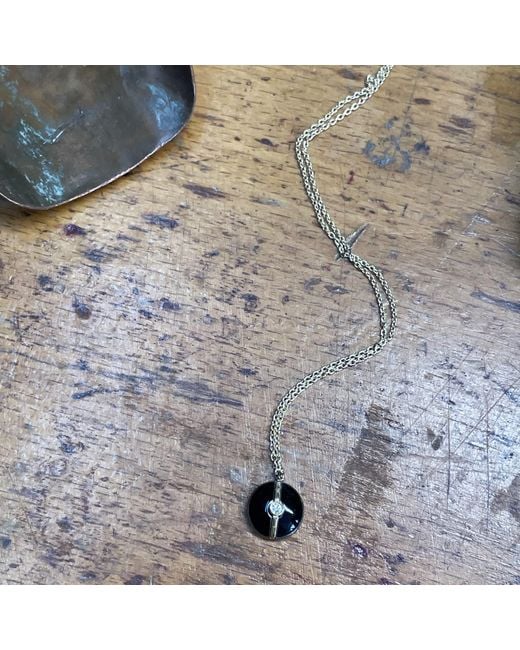 Ecce | Artisan Diamonds Metallic Enamelled Mini Diamond Buttons 14K Solid Necklace