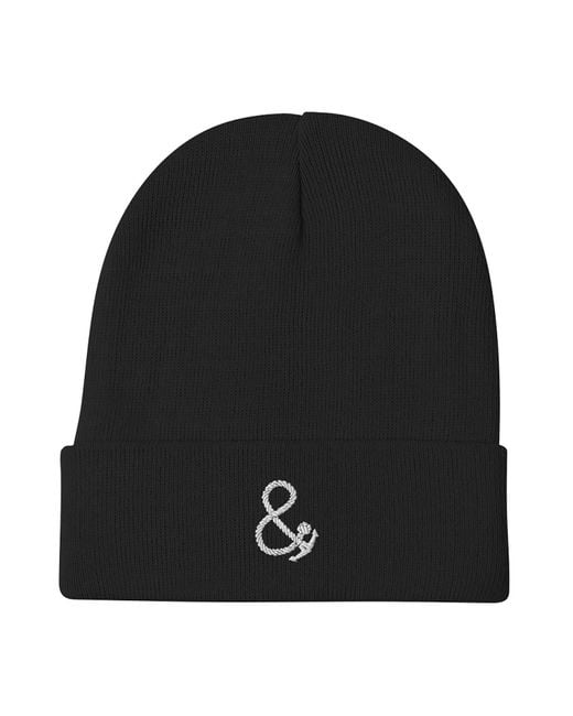 Anchor and Crew Black Ampersand Signature Cotton Blend Embroidered Beanie for men