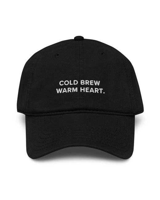 Anchor and Crew Black Gustatory Cold Brew Warm Heart. Cotton Embroidered Cap