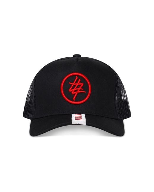 474 co Black Strip Circle 474 Logo Trucker Hat for men