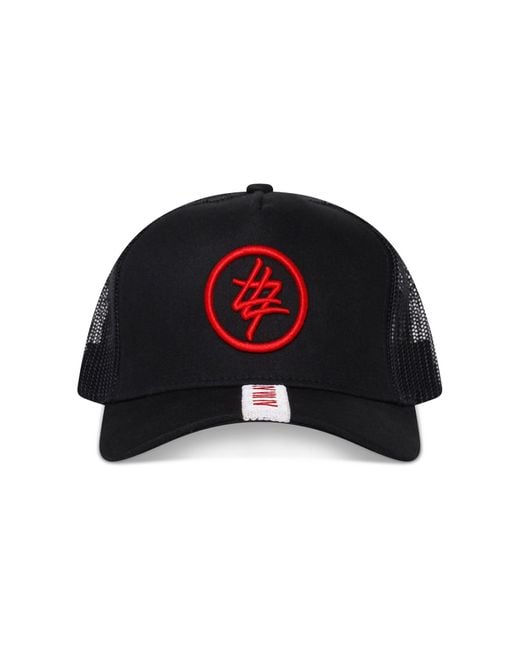 474 co Black Strip Circle 474 Logo Trucker Hat for men