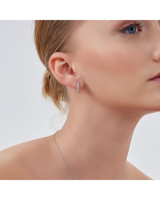 Spero London Metallic Pave Sterling Hoop Earring