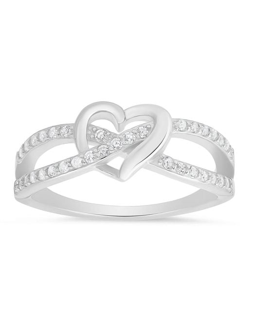 Kylie Harper Metallic Sterling Swirl Heart Diamond Cz Ring