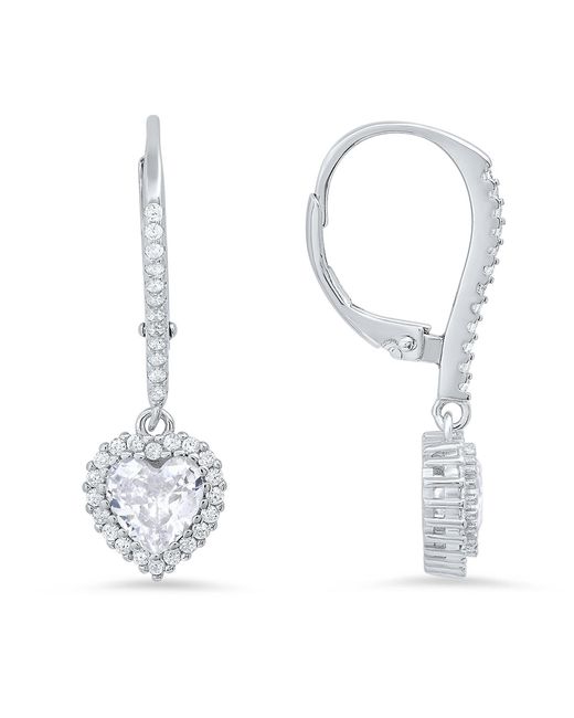 Kylie Harper White April Diamond Birthstone Heart-Cut Halo Leverback Earrings