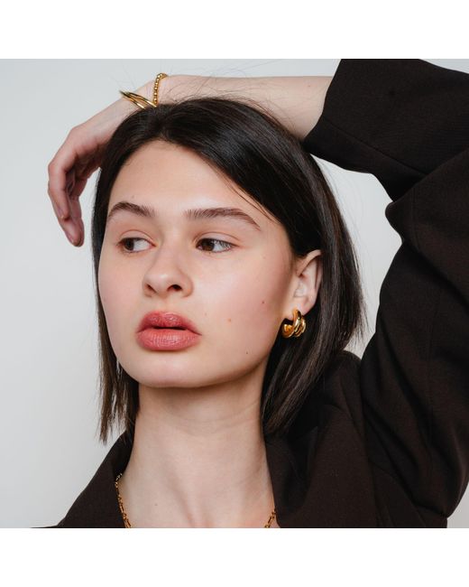 Nazzar Metallic Double Hoop Earrings