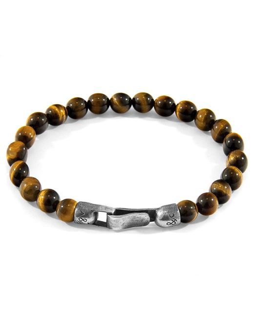 Anchor and Crew Brown Tigers Eye Nachi & Stone Beaded Bracelet for men
