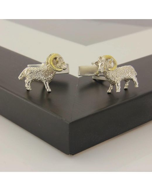 Simon Kemp Jewellers Metallic Ram Cufflinks for men