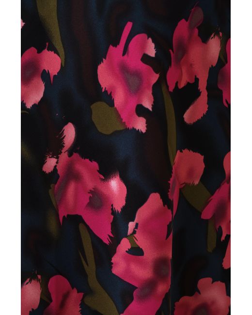 Louche Purple Basford Watermark Floral Print Cape Sleeve Midi Dress
