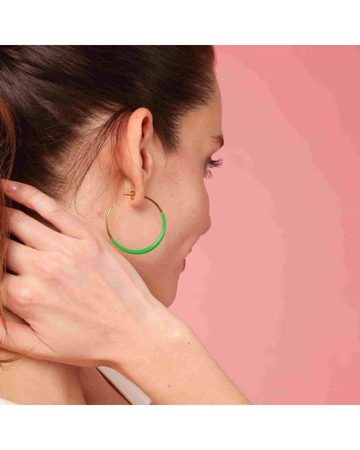 Michael Nash Jewelry Green Ellery And Enamel Hoop Eqrrings