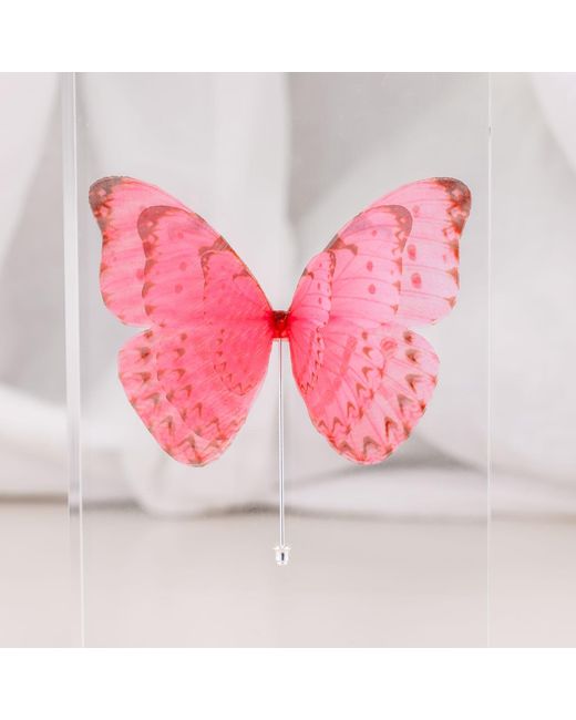 Oana Savu Pink Versatile Large Silk Butterfly Brooch Pin With Pin