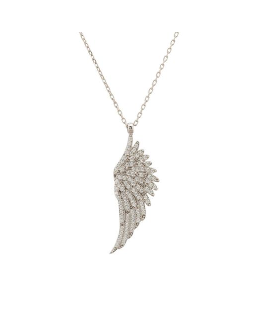 Latelita London Metallic Large Angel Wing Necklace Silver