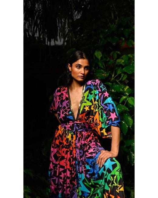 Any Old Iron White New Star Printed Kaftan Dress