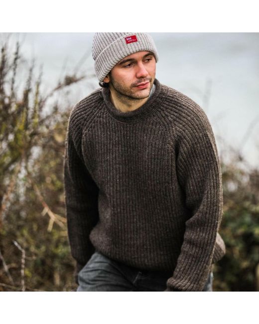 Arthur Beale Brown Neutrals Fisherman Jumper for men