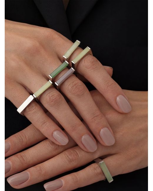 seree Blue Year Of The Horse Light Jade Stone Saddle Ring