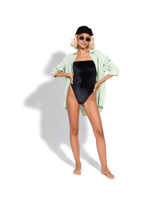 Maison Tangerine Black Marbella Velvet Swimsuit