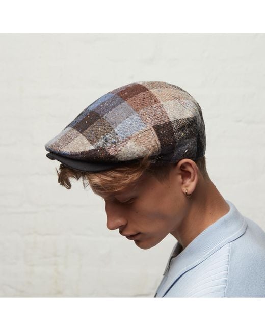 Dasmarca Hats Brown Tailor Checks Ukranian Tweed Wool Cap For for men