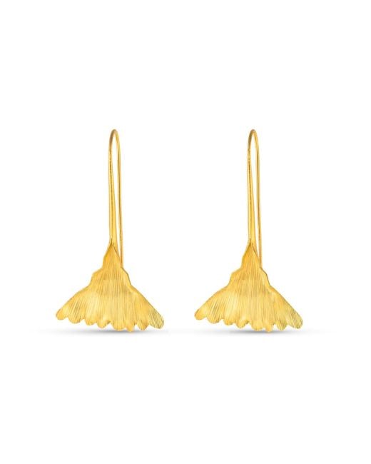 Meraki by Rashmi Bajaj Yellow Ginko Grace Plated Dangle Drop Earrings