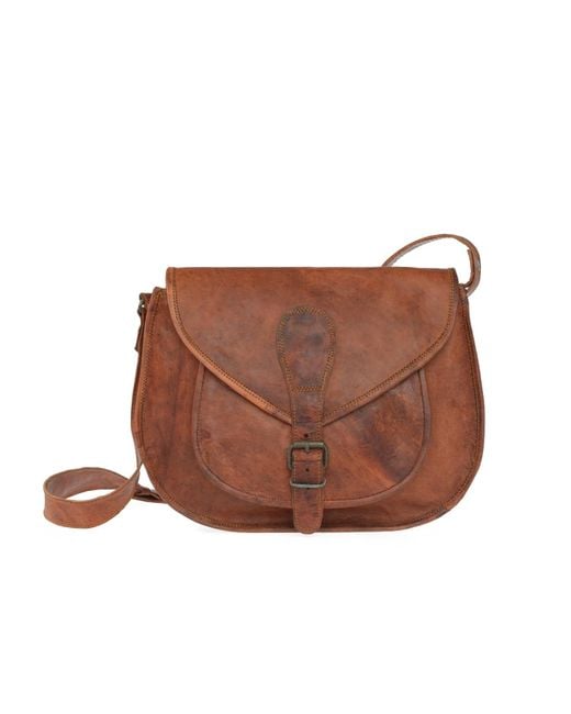 VIDA VIDA Brown Vida Vintage Leather Saddle Bag Large