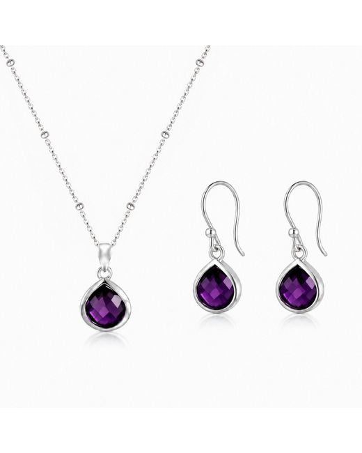 The Jewellery Store London Metallic Pear-Shaped Amethyst Jewellery Set