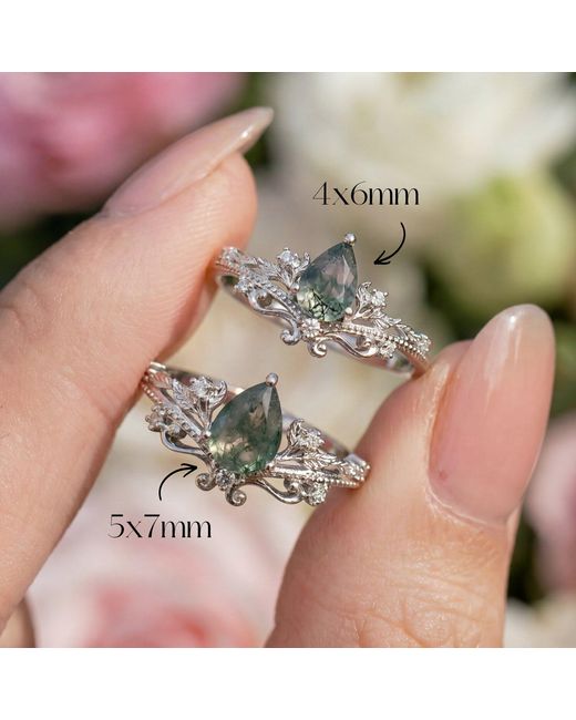 Azura Jewelry New York Metallic Lotus Moss Agate Ring Vermeil