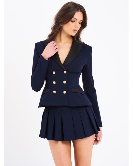 Miss Circle New York Blue Nasia Double Breast Backless Blazer
