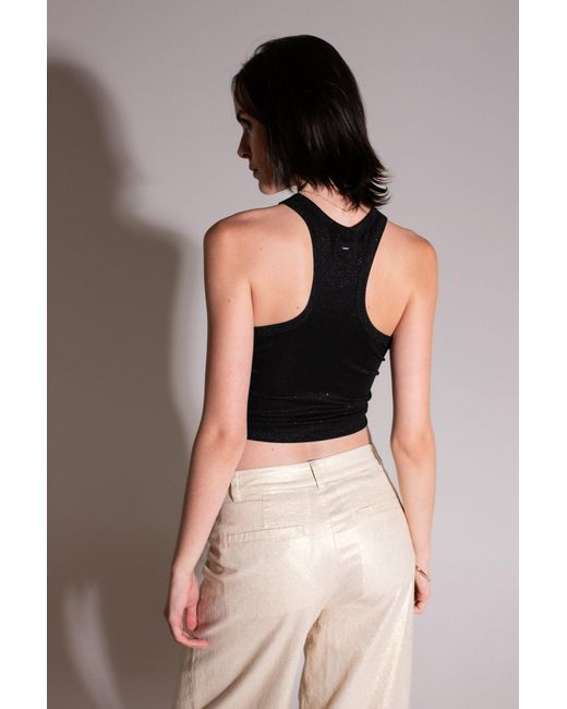 Vænn Black Metallic Crop Tank