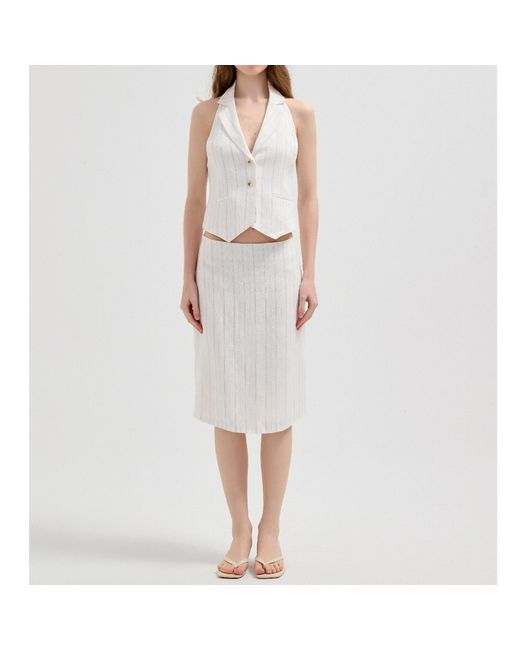 NUAJE NUAJE White Le Straight Midi Skirt