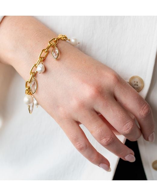 Loni Paul Jewelry Metallic Marquise & Pearl Bracelet
