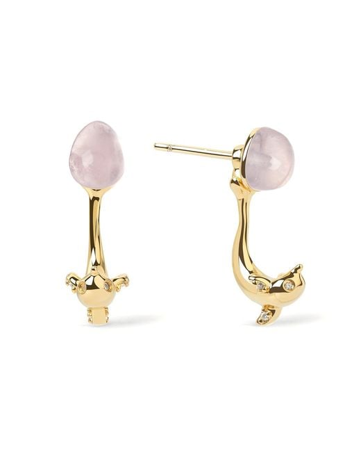 Freqnc Atelier Metallic Dolphin Earrings Amethyst Ear Jackets