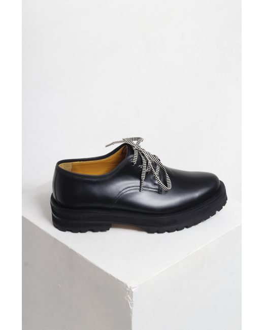 Mafalda Black Leather Lace-Up Loafers
