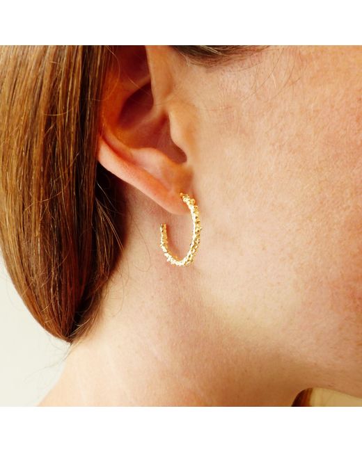 MOUNIR LONDON Metallic Vermeil Textured Hoop Earrings