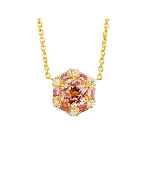 Juvetti Metallic Melba Necklace Set With Padparadscha Sapphire, Sapphire & Diamond