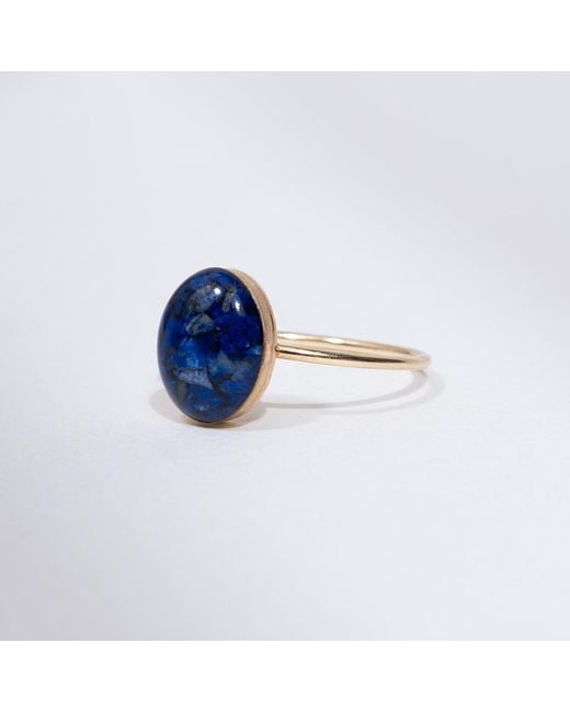 Kate Koel Blue Dainty Lapis Lazuli Ring — Oval-Filled Ring