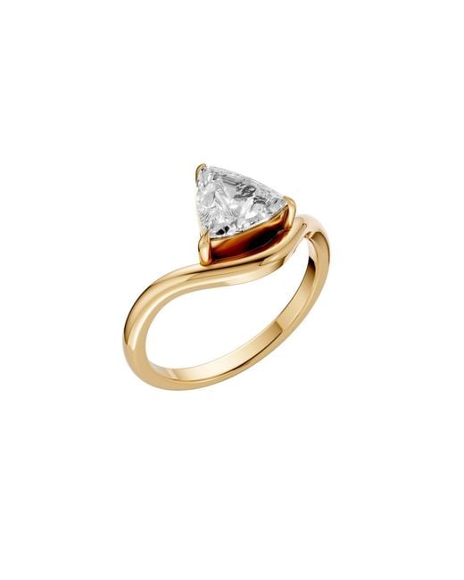 Aya Fine Jewelry Metallic Trillion Cut Curved Solitaire Lab Grown Diamond Ring