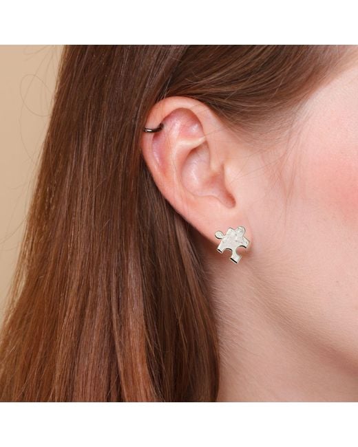 Jaredjamin Metallic Puzzle Piece Textured Stud Earrings