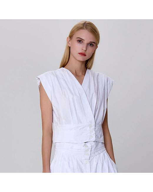 Smart and Joy White Cross-Heart Crop Top