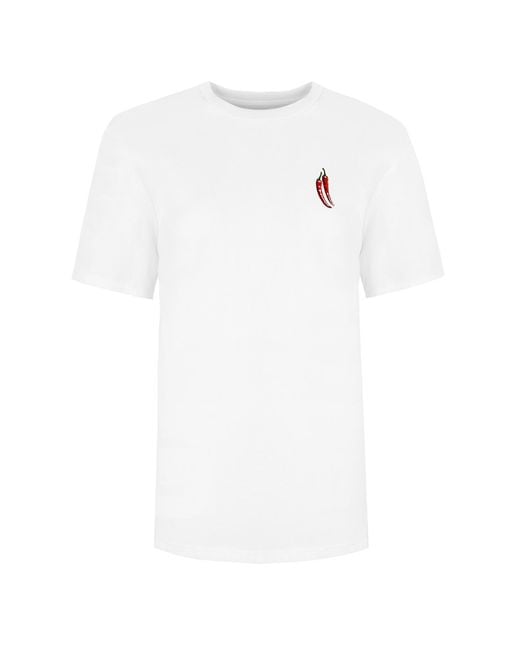 INGMARSON White Chilli Embroidered Organic Cotton T-Shirt for men