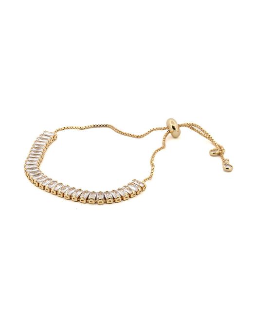 Ebru Jewelry Metallic Baguette Diamond Adjustable Fashion Bracelet