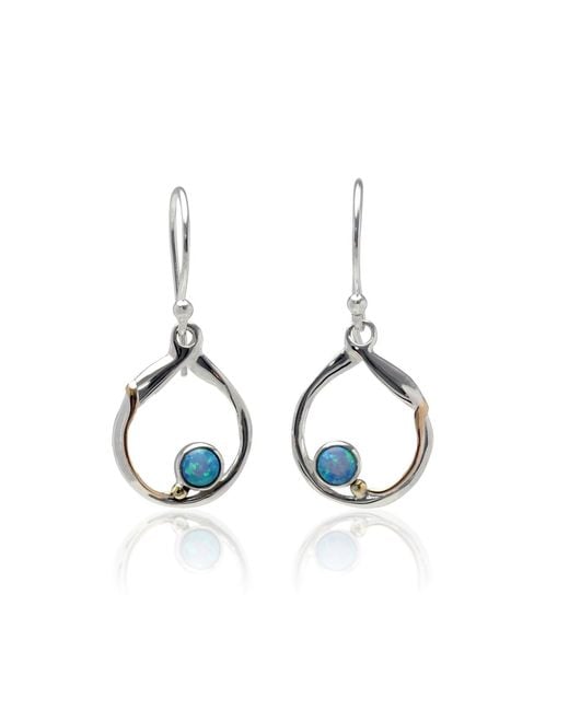 Isla Silver Blue Handmade Circular Fire Opal Earrings
