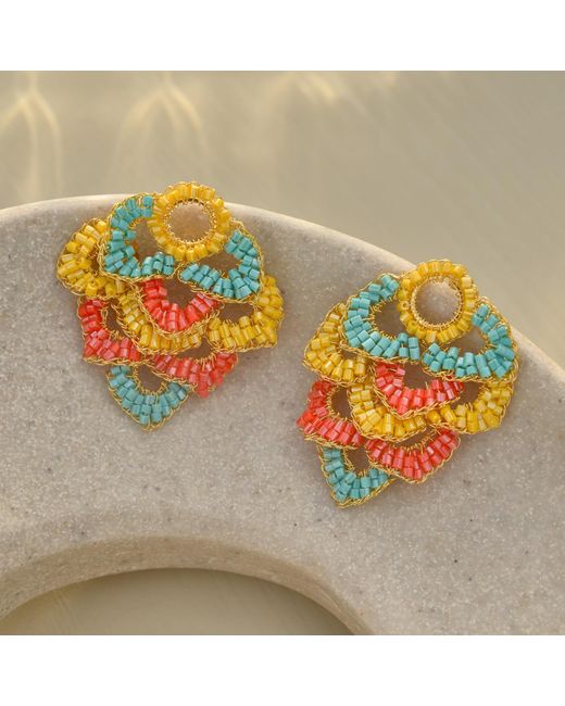 Lavish by Tricia Milaneze Yellow Summer Vibe Mix Mermaid Handmade Crochet Earring